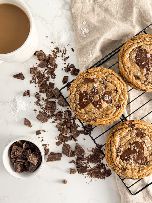 Half Three dark chocolate and sea salt cookie with chopped dark chocolate