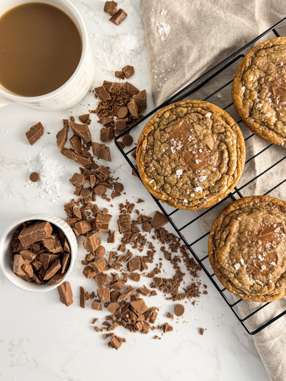 Half Three milk chocolate and sea salt cookie with chopped milk chocolate